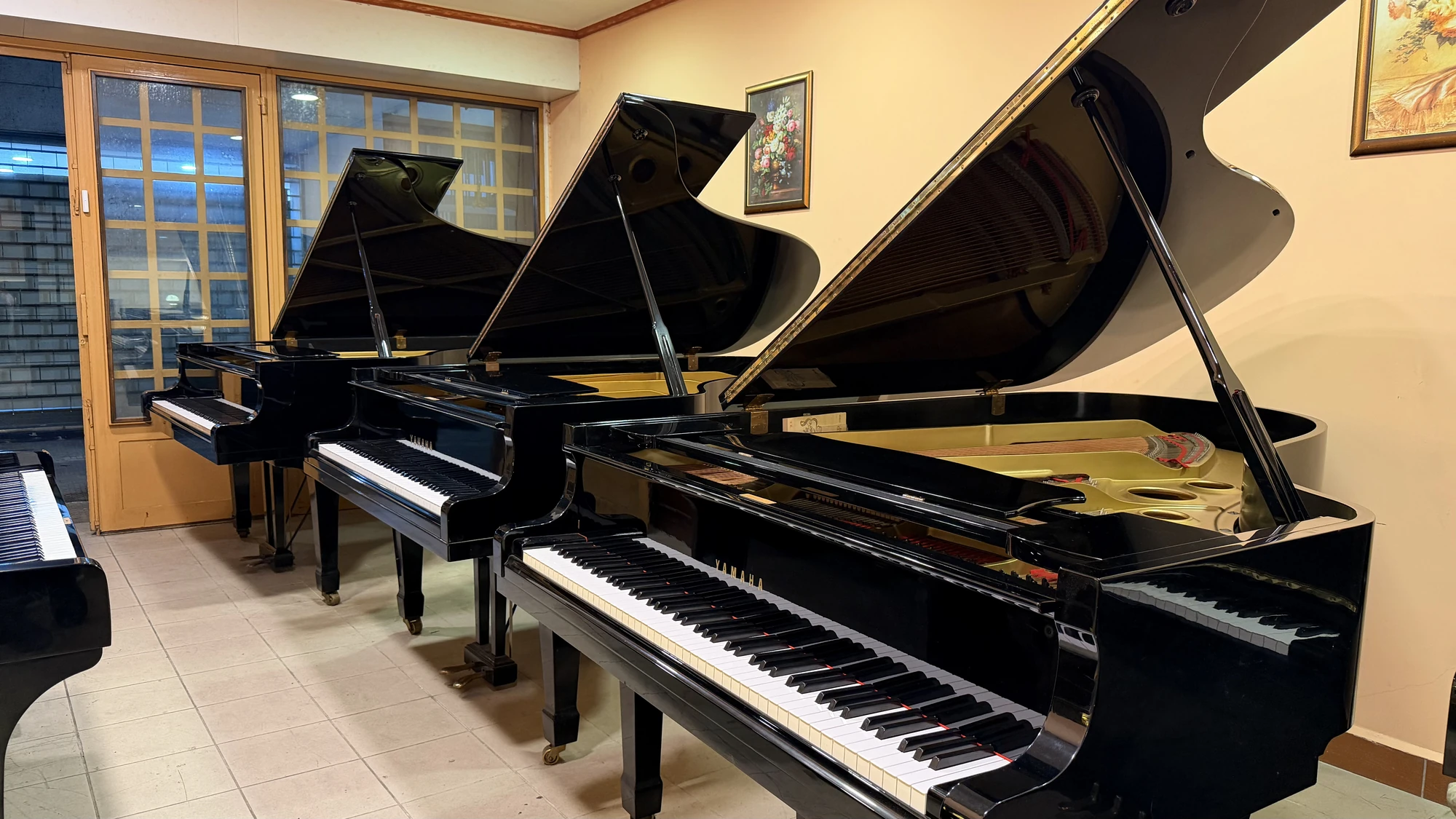 Yamaha grand pianos in the Basbous & Sons showroom, Byblos
