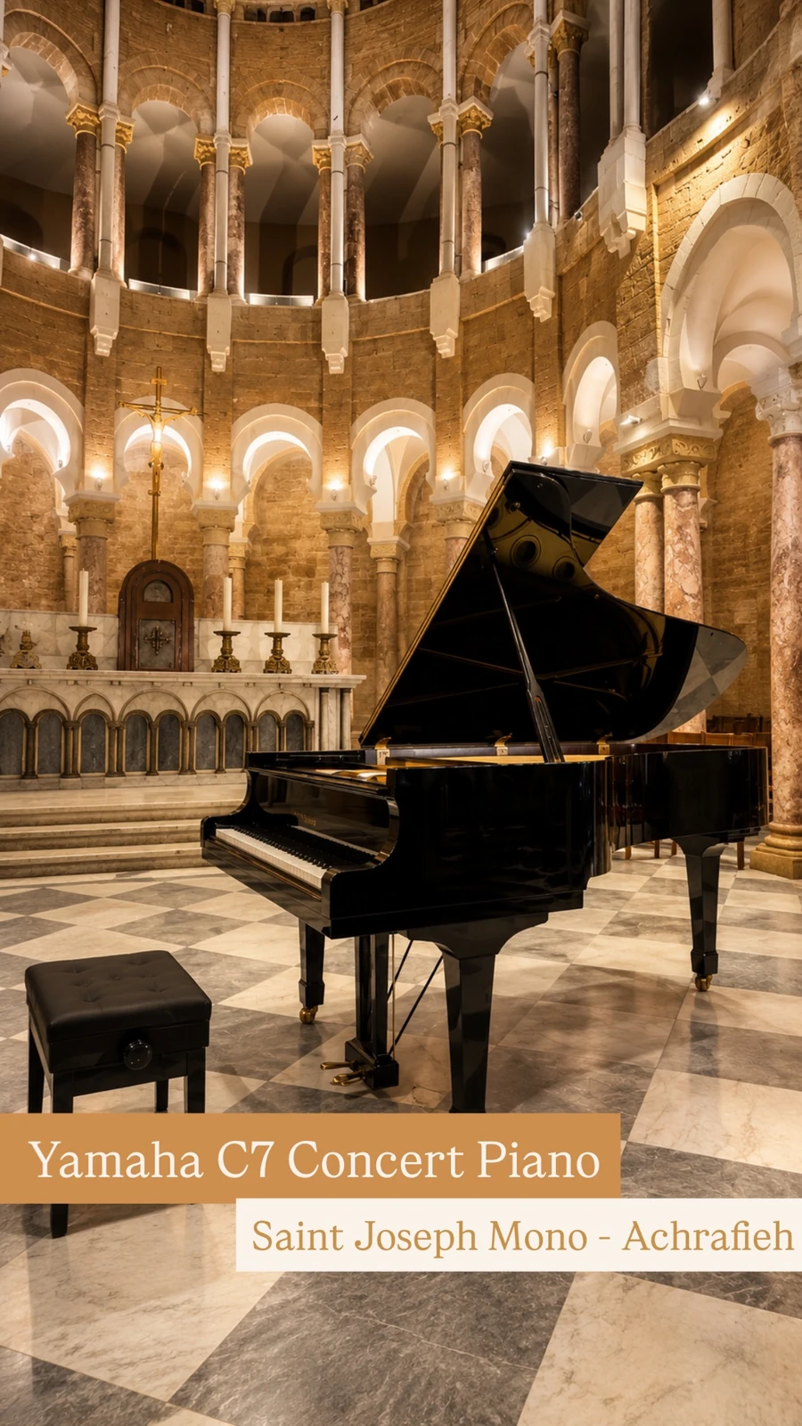 Yamaha C7 concert piano at Saint Joseph, Monot, Achrafieh