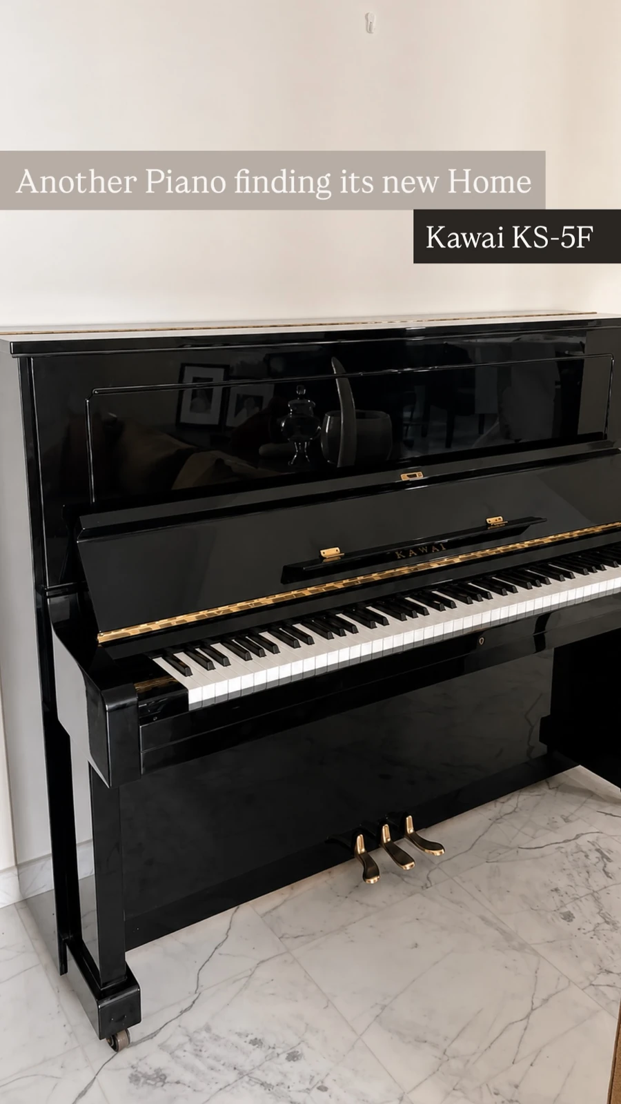 A Kawai KS-5F upright piano finding its new home