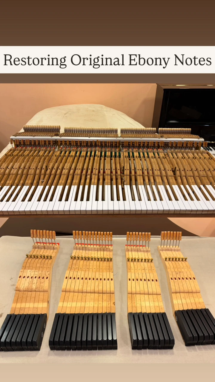 Restoring the original ebony notes of a grand piano